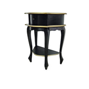 Elegant French Provincial Black & Gold Kidney Side Table