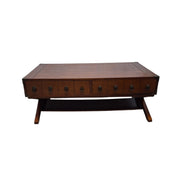 Campaign-Style Storage Coffee Table with Eight Drawers