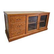 Rustic Oak Sideboard with Triple Drawers and Glass Display