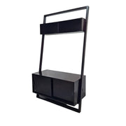 Architectural Charcoal Black Wooden Ladder TV Stand and Bookshelf