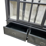 Ethan Allen Midnight Black Glass-Front Library Cabinet