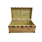 Rustic Style Natural Timber Cleated Top Steamer Trunk