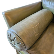 Vintage Moss Green Genuine Leather 2 Seater Sofa