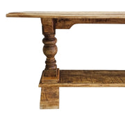 Rustic Solid Wood Trestle Console Table with Turned Legs