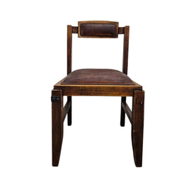 Heritage Antique Style Leather & Distressed Wood Chair