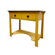 Sun-Kissed Industrial Entryway Console/Desk with Natural Wood Top