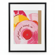 Vibrant Retro Style Vinyl Records Framed Wall Art Print