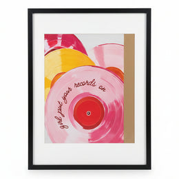 Vibrant Retro Style Vinyl Records Framed Wall Art Print