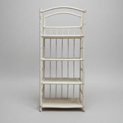 Vintage-Inspired White Bamboo 4-Tier Arched Bookshelf