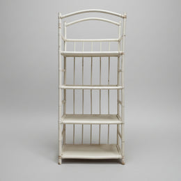 Vintage-Inspired White Bamboo 4-Tier Arched Bookshelf