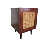 Bohemian Woven Rattan Wood Bedside Table