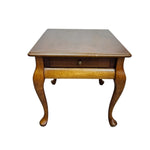 Classic Queen Anne Style Mahogany Tone Single Drawer Side Table