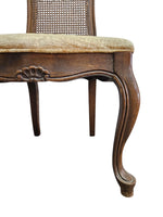 Extravagant French Provincial Extendable Wooden Dining Table and Rattan Chair Set