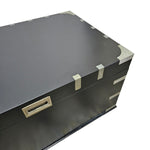 Upcycled Matte Black Campaign Storage Trunk Coffee Table
