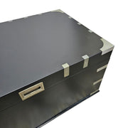 Upcycled Matte Black Campaign Storage Trunk Coffee Table