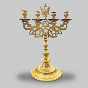 Traditional Gothic Style Ornate Cast Brass Four Arm Candelabra