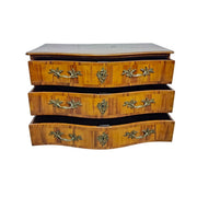 Heritage Inlaid Kingwood Three Drawer Serpentine Commode Chest