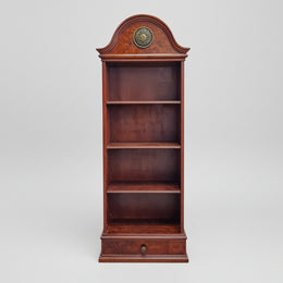 Vintage Arch-Top Mahogany Bookshelf with Single Drawer