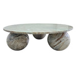 Sculptural Postmodern Round Marble Coffee Table With Spherical Feet
