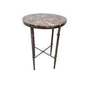 Neoclassical Style Faux Marble and Twisted Metal Round Side Table