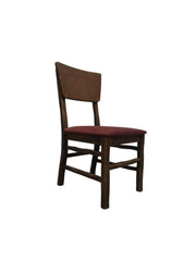 Rustic Wood Chair with Rattan Back and Upholstered Seat