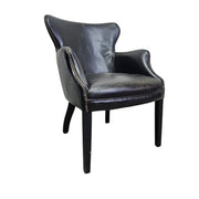 Classic English Library Studded Black Leather Armchair