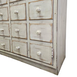 Vintage Apothecary-Style Cream Chest with Natural Wood Top