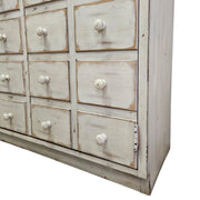 Vintage Apothecary-Style Cream Chest with Natural Wood Top