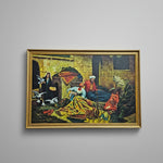 Orientalist Market Scene Framed Canvas Oil Painting