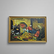 Orientalist Market Scene Framed Canvas Oil Painting