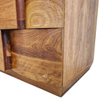 Sculptural Geometric Solid Wood Multi-Level Two-Drawer Nightstand