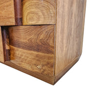 Sculptural Geometric Solid Wood Multi-Level Two-Drawer Nightstand
