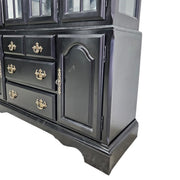 Vintage Style Classic Black Wooden Display Cabinet and Hutch