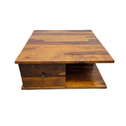 Handcrafted Sheesham Wood Coffee Table with Storage