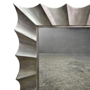 Contemporary Scalloped Champagne Silver Square Wall Mirror