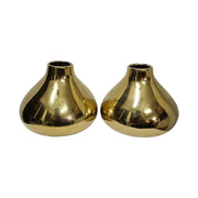 Polished Metallic Gold Ceramic Teardrop Bud Vase