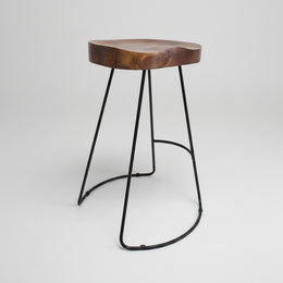 Industrial Solid Wood Tractor Seat Bar Stool