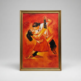 Passionate Argentine Tango Scene Original Framed Oil Canvas Painting