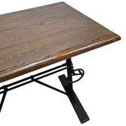 Industrial Crank Adjustable Height Dark Wood Writing Desk