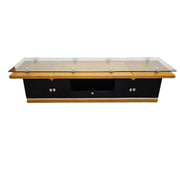 Streamlined Floating Glass Top Oak and Matte Black Media Console