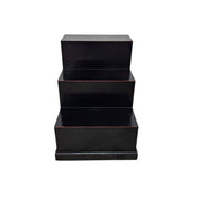 Vintage Japanese-Style Black and Red Step Cabinet
