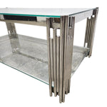 Sculptural Chrome and Glass Two Tier Rectangular Coffee Table