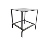 Sculptural Industrial Grey Metal and Glass Top Side Tables