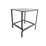 Sculptural Industrial Grey Metal and Glass Top Side Tables