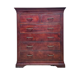 Elegant Deep Mahogany Finish 6-Drawer Tallboy Chest
