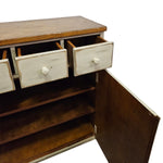 Vintage Apothecary-Style Cream Chest with Natural Wood Top