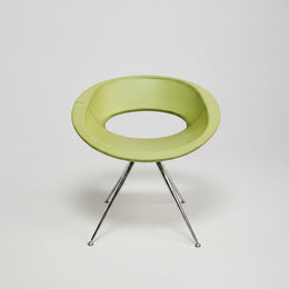Postmodern Space Age Green Leather Ring Accent Chair