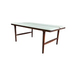Bi-Colour Mid-Century Style Wooden Dining Table with White Laminate Top