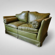 Vintage Moss Green Genuine Leather 2 Seater Sofa