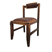 Heritage Antique Style Leather & Distressed Wood Chair